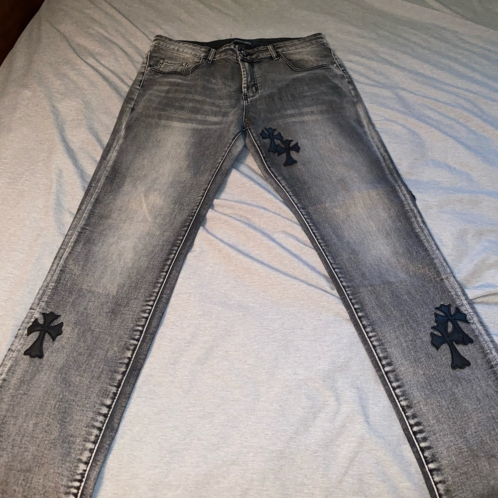 Black Chrome Hearts jeans